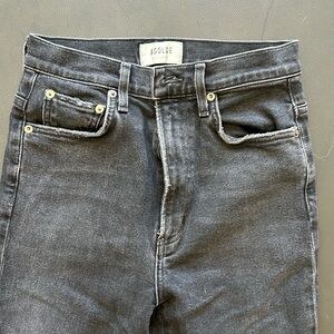 Agolde riley straight washed black high waisted jeans